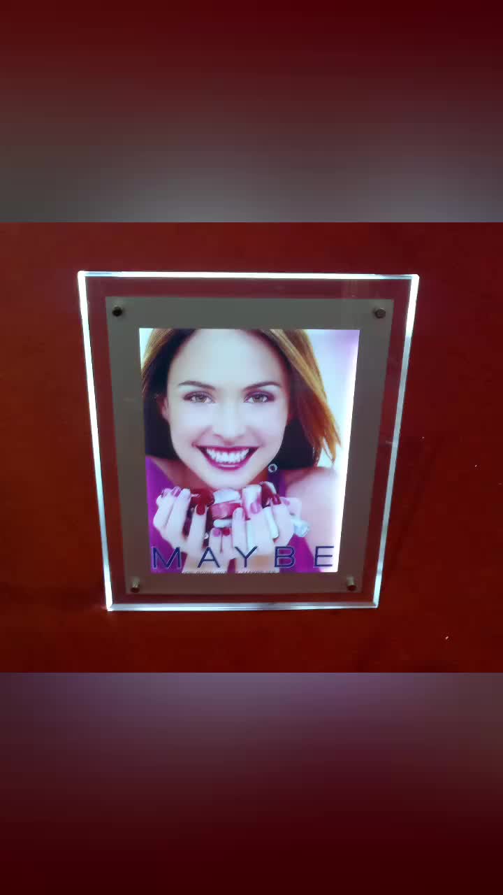 Acrylic table stand Led menu holder crystal light box, View led menu