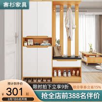 Home entrance porch cabinet shoe cabinet with hanger integrated household entrance shoe stool living room screen partition locker