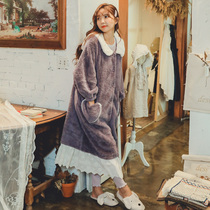 Pajamas Ladies Spring and Autumn Winter Home clothing long sleeve flannel three-piece set thick sweet Korean coral velvet