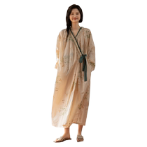 Zumashi bathrobe spring autumn and summer womens 2024 new cotton long-sleeved dressing gown pajamas nightgown thin can be worn outside