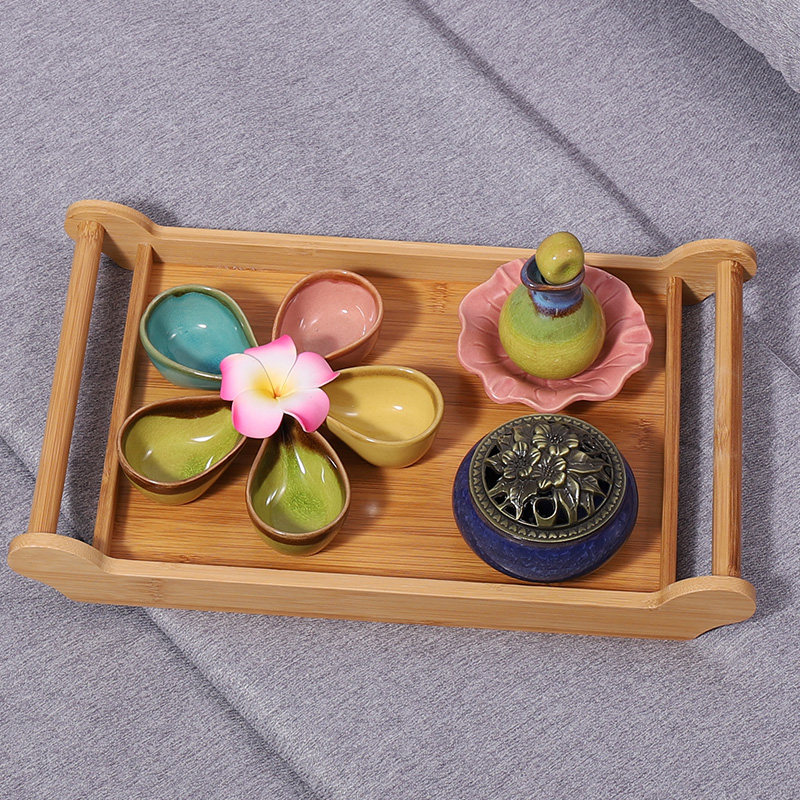 Pastry Tray Household Tea Cup Tea Table Tea Set Rectangular Japanese Bamboo Tea Cup Serving Tea Tray Beauty Salon