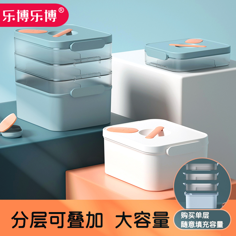 Lebole bole medicine box Home clothes domestic large capacity small medicine box containing box can superimpose first aid emergency students