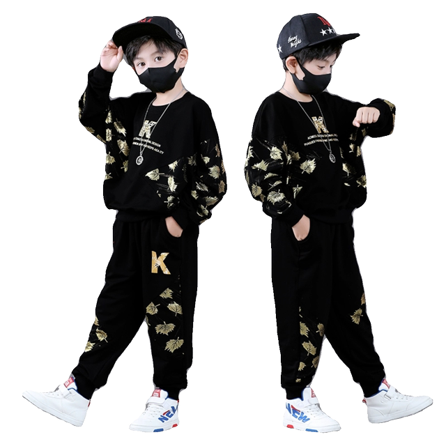 Boys' new spring clothing children's suit boys' fashionable middle-aged and older children's handsome and fashionable New Year's Chinese style velvet sweatshirts