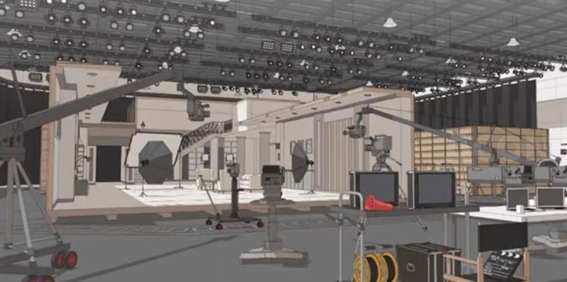 【Acon3D】Television Stations, Radio Stations, Including Tv Studio, Television Station Lobby, and Control Room