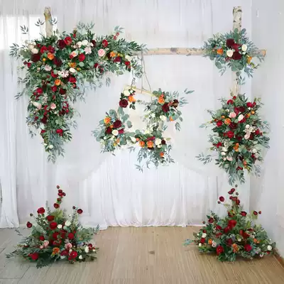Simulation rose willow retro style arch floral wedding decoration Wedding props simulation flower row shop decoration