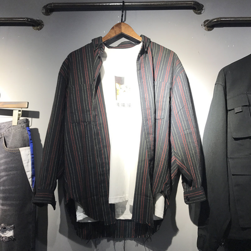 Trendy 2020 spring and autumn new men's top tassel coat fashion casual long-sleeved shirt wild shirt