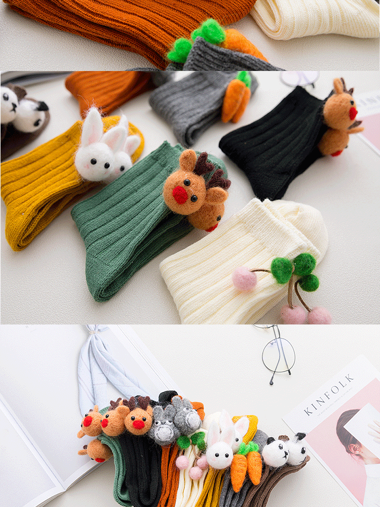 Phim hoạt hình sock nữ dễ thương Hàn Quốc ba chiều ống động vật vớ mùa xuân và mùa hè bông phiên bản Hàn Quốc của đại học vớ gió - Vớ hàng tuần tất nam cổ ngắn