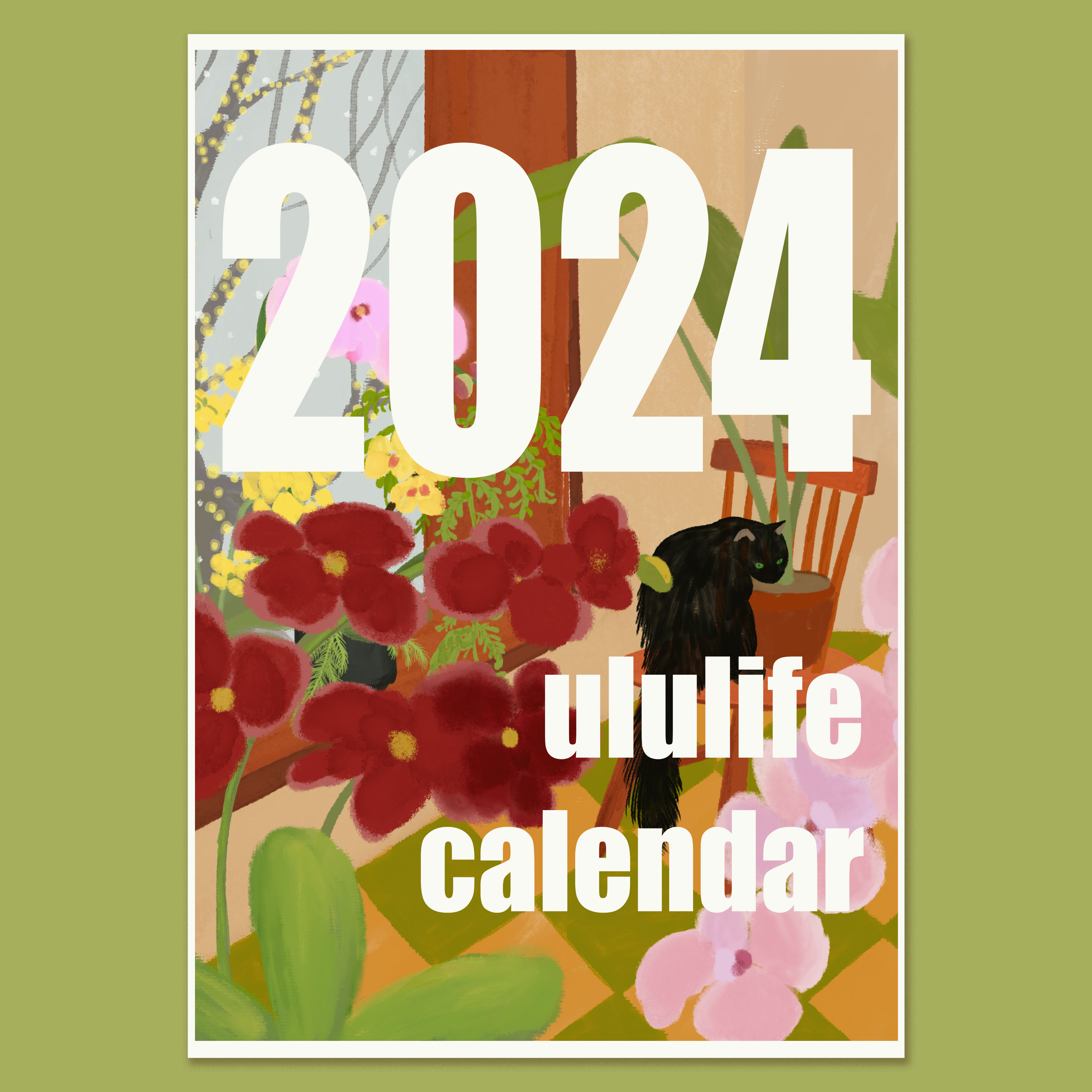 There are the deer for the 2024 Little Year calendar ululife with original fresher art 24 Festival Season Illustrations Hang-Taobao