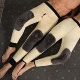 Удерживающие тепло шерстяные штаны, защищающие от холода флисовые зимние наколенники для матери, увеличенная толщина