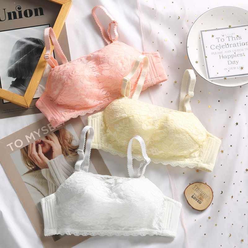 Breasted lingerie female summer thin steel ring without steel ring to gather small breasted high school girl student to collect breast bra hood