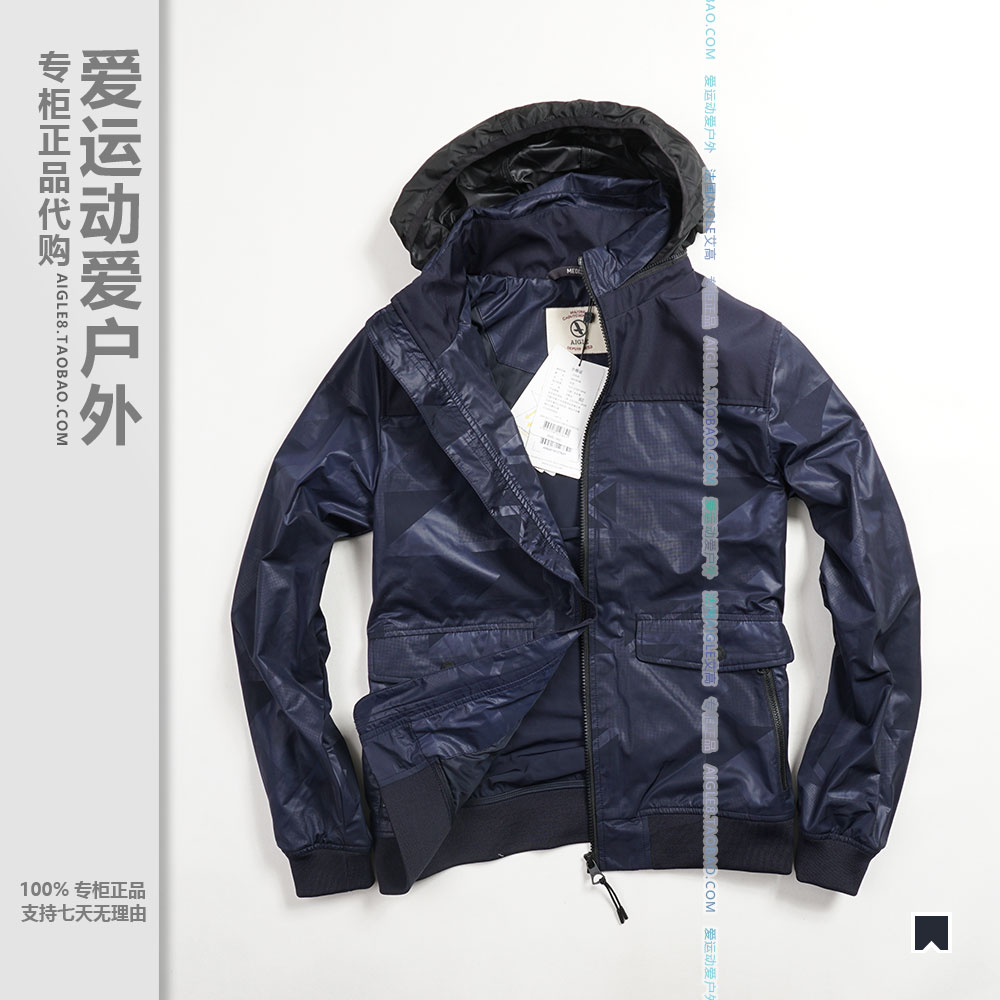 AIGLE male outdoor leisure light weight anti-splash water collar hide cap pilot jacket H4712maklein Ai Gaum