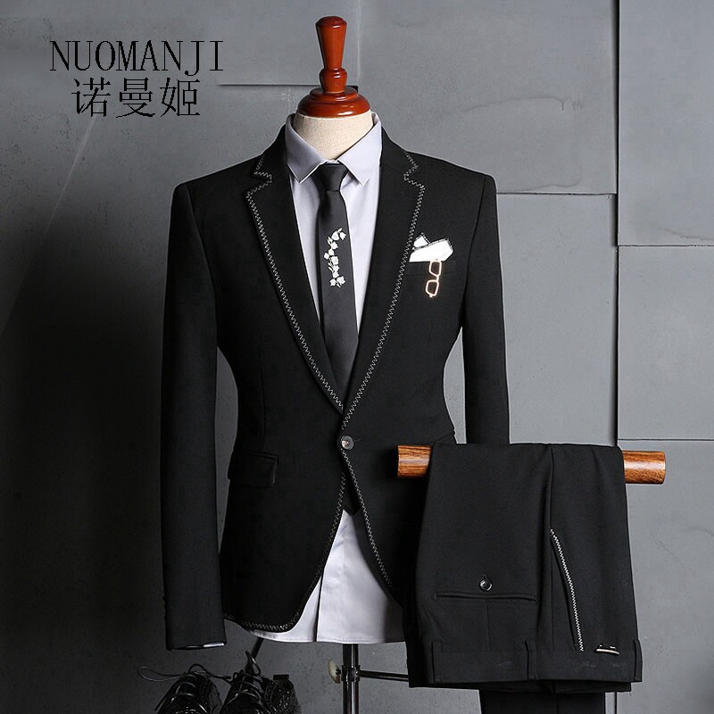 Norman Ji Fashion Gentleman Business Professional Suit Men's High-end Sales Banquet Suit Suit 100 lap for leisure