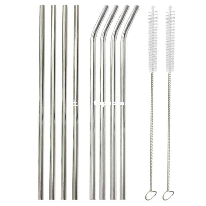 8Pcs lot Reusable Drinking Straws Stainless Steel Straw with