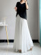 White Pleated Chiffon Skirt for Women, Mid-Length Skirt, Summer Long Loose Skirt with a Large Hem, Drapey Fairy Pleated Skirt