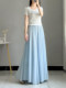 Gentle Style Blue Chiffon Skirt for Women Summer Elastic Waist Asymmetrical Large Hem Long Skirt Super Fairy Draped Umbrella Skirt