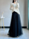 Black Gauze Skirt, Women's High-End Spring and Summer Elastic Waist Mesh Tutu Skirt, Large Hem, Drapey, Super Fairy-Like Long Skirt
