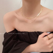 South Korea 18K gold double necklace female ins2021 New stack wear multi-layer temperament choker cold wind advanced sense