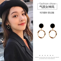 Korean temperament earrings thin face generous 2021 New Net red 925 sterling silver earrings advanced ear jewelry female
