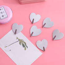 Korea INS simple love peach heart silver stainless steel nail free hook chic room decoration new product