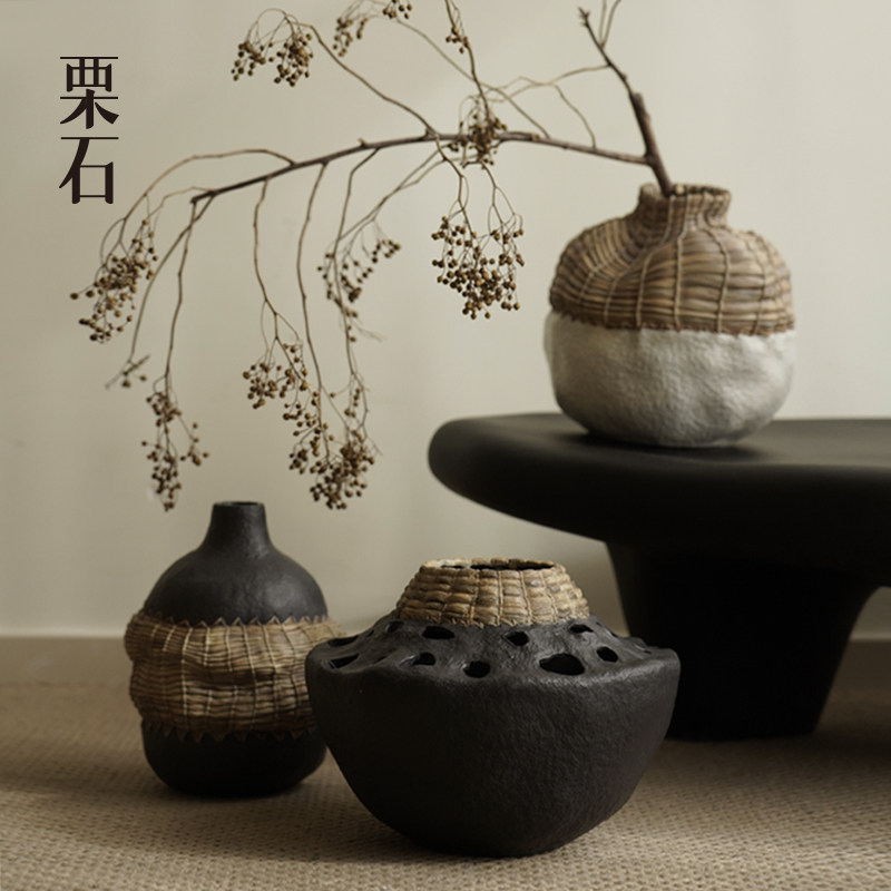 Chestnut Stone (Oriental Ancient Rhymes) Silent Wind Chinese Imitation Ancient Resin Florid-like Antique Meditation Vases-Taobao