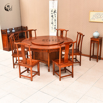 Chinese style all solid wood round table combination 10-15 people restaurant hotel elm carved electric turntable large round table hot sale