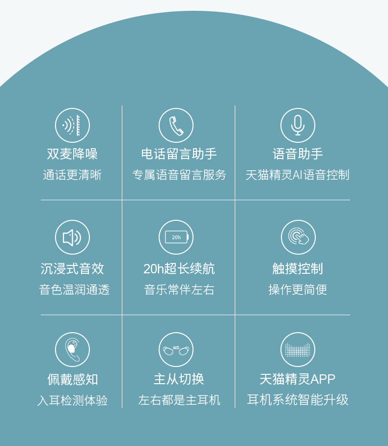 天猫精灵联合定制 QCY Air Bean TWS真无线智能蓝牙耳机 天猫优惠券折后¥69.9包邮(¥89.9-20)