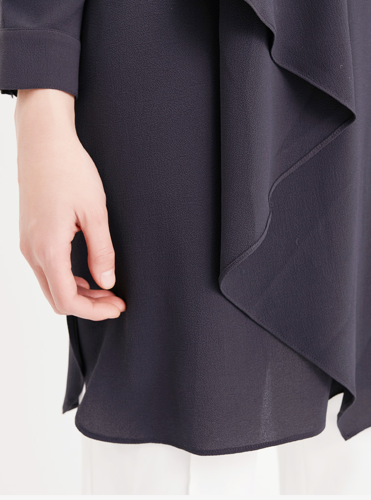 Pierre Cardin Womens 2019 Xuân Mới Áo sơ mi dài tay màu xám đậm thời trang Áo khoác nữ cá tính - Áo sơ mi dài tay mẫu áo sơ mi đẹp 