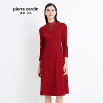 Pierre Cardin Clothing 2020 Spring and Autumn New Long Sleeve Dress Fashion Trend Red Lady Skirt