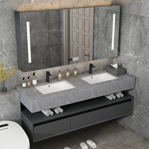 Bathroom light luxury solid wood rock board smart bathroom cabinet combination modern wash basin toilet hand wash basin cabinet