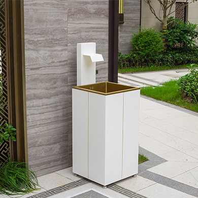 Outdoor white wash basin outdoor villa basin balcony column basin stainless steel antifreeze sunscreen sun room column basin