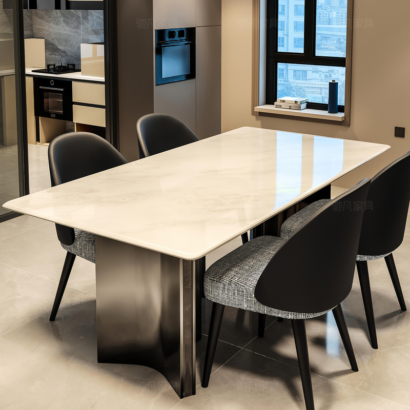 New Fendi White Natural Luxury Stone Dining Table, Italian Minimalist High-End Home-Use Light Luxury Rectangular Imported Marble Dining Table