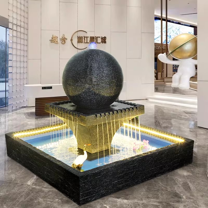 Flowing Water Brings Wealth, Circulating Water Waterfall Water Feature Fish Tank Finished Fish Pond Courtyard Landscaping Water System Landscape Can Be Used to Raise Fish