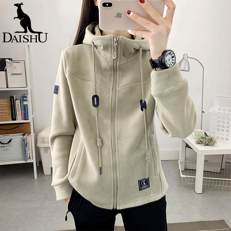 Kangaroo Hooded Cardigan Sweatshirt for Women 2026 New Spring and Autumn Petite Fleece Casual Loose Warm Jacket