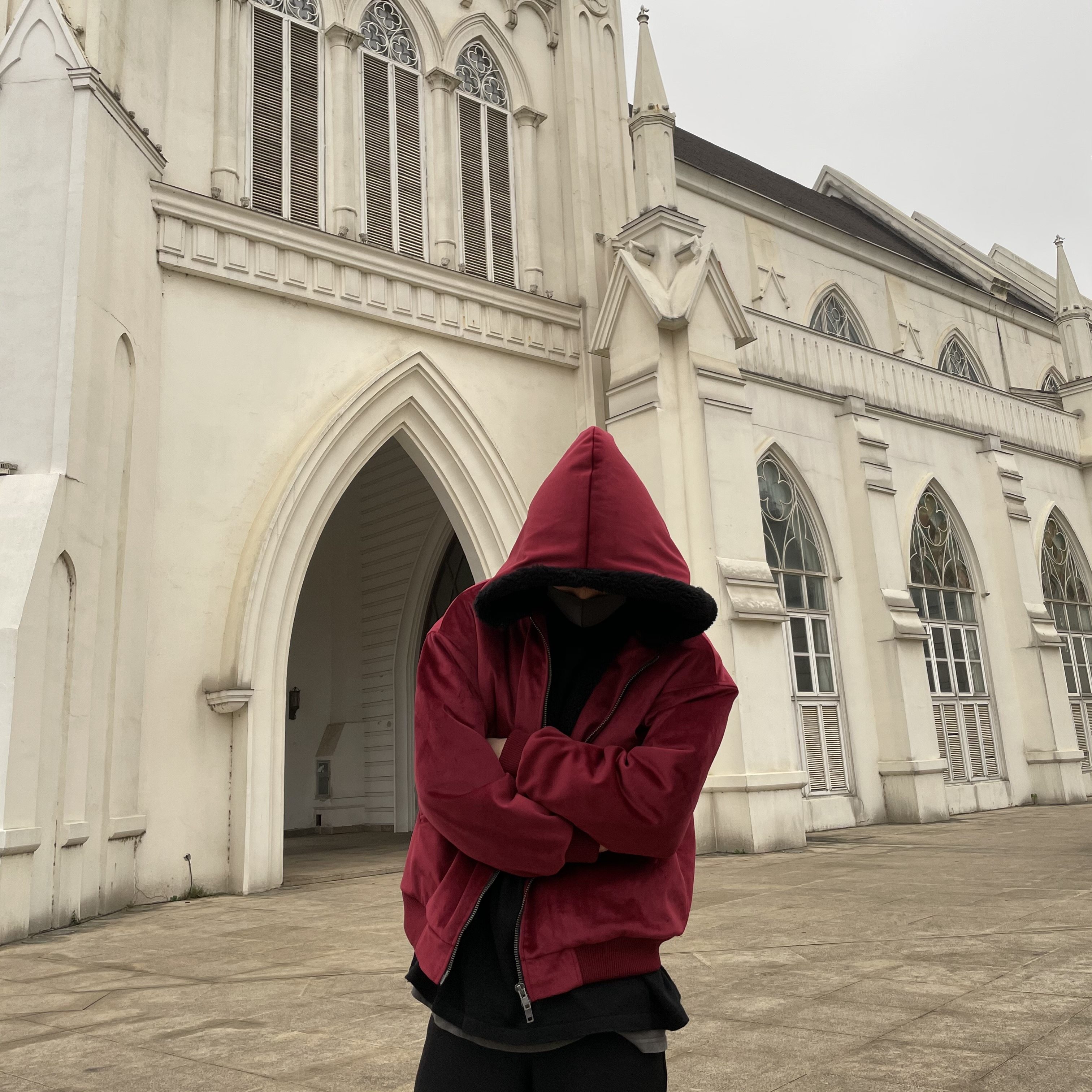 ROOLRREN luxury high street vibe imported velvet lamb wool thickened short loose hooded jacket