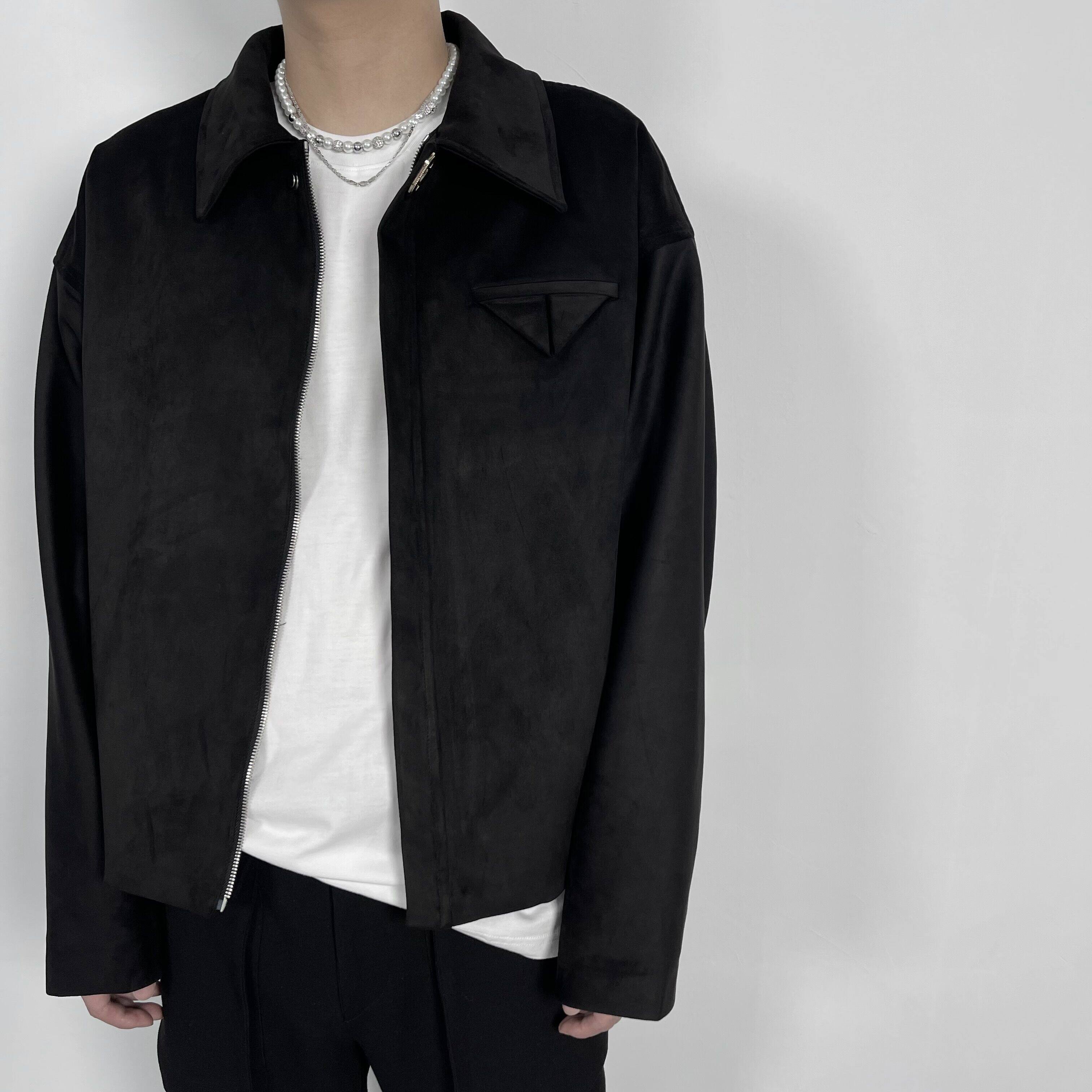 ROOLRREN imported Italian suede advanced triangular breast pocket exterior vibe loose jacket coat