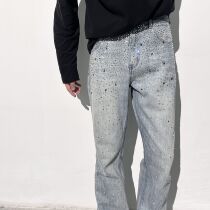 ROOLRREN 21FW heavy lbs more than three thousand Schwaro washed with relaxed micro Lag full drill vibe denim trousers