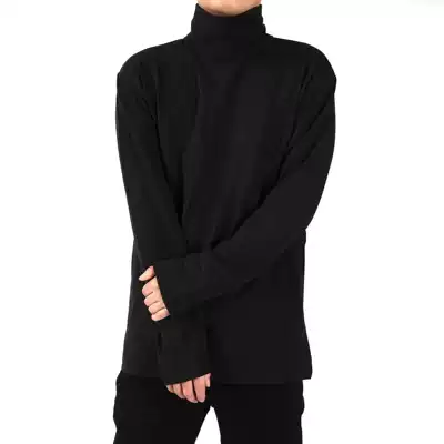 ROOLRREN luxury trendy and handsome high-neck round neck two-color cotton high street stacked loose long-sleeved T-shirt bottoming shirt