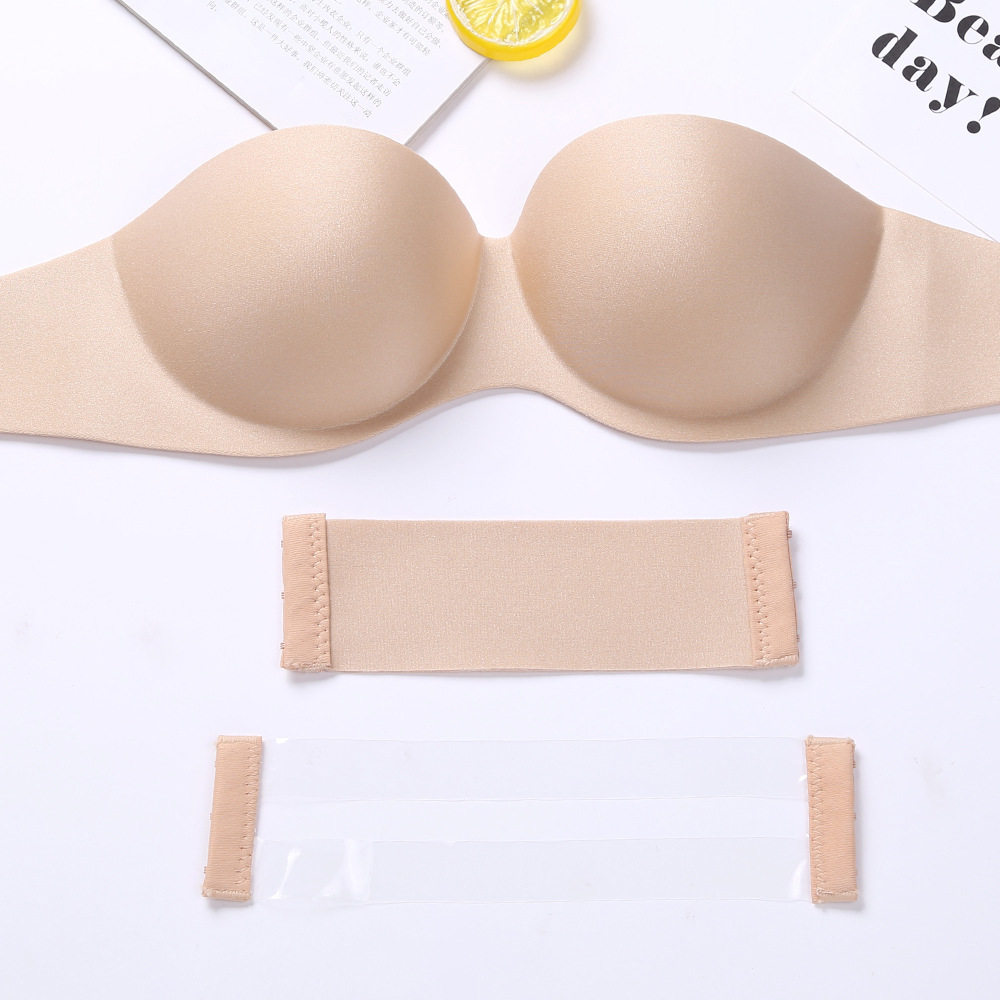 New thin half cup one-piece incognito underwear Strapless bra Invisible gathered dress Wedding bandeau