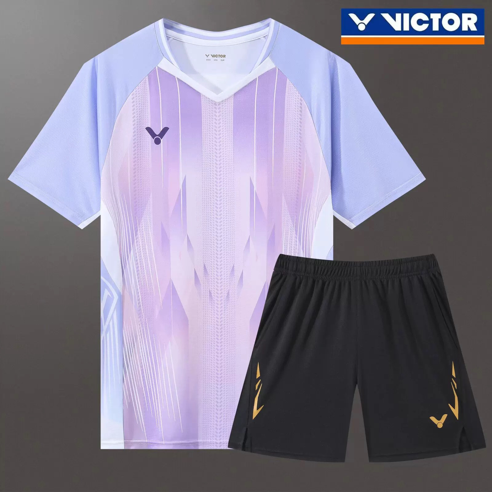 ชุดกีฬาแบดมินตัน Victor รุ่นใหม่ 2026 สำหรับทั้งชายและหญิง ชุดแข่งขันมืออาชีพ แห้งเร็ว แขนสั้น ระบายอากาศได้ดี สามารถสกรีนโลโก้ตามต้องการ