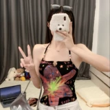 Летний сексуальный дизайнерский ремень, жилет, топ с чашечками, в цветочек, облегающий крой