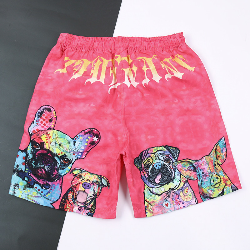 Tide casual five-point shorts beach male dog loose printing pants quick-drying fashion European and American digital printing pants