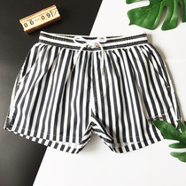 Swimming trunks mens tide three-point striped quick-drying navy style loose shorts Casual sports beach swimming trunks men
