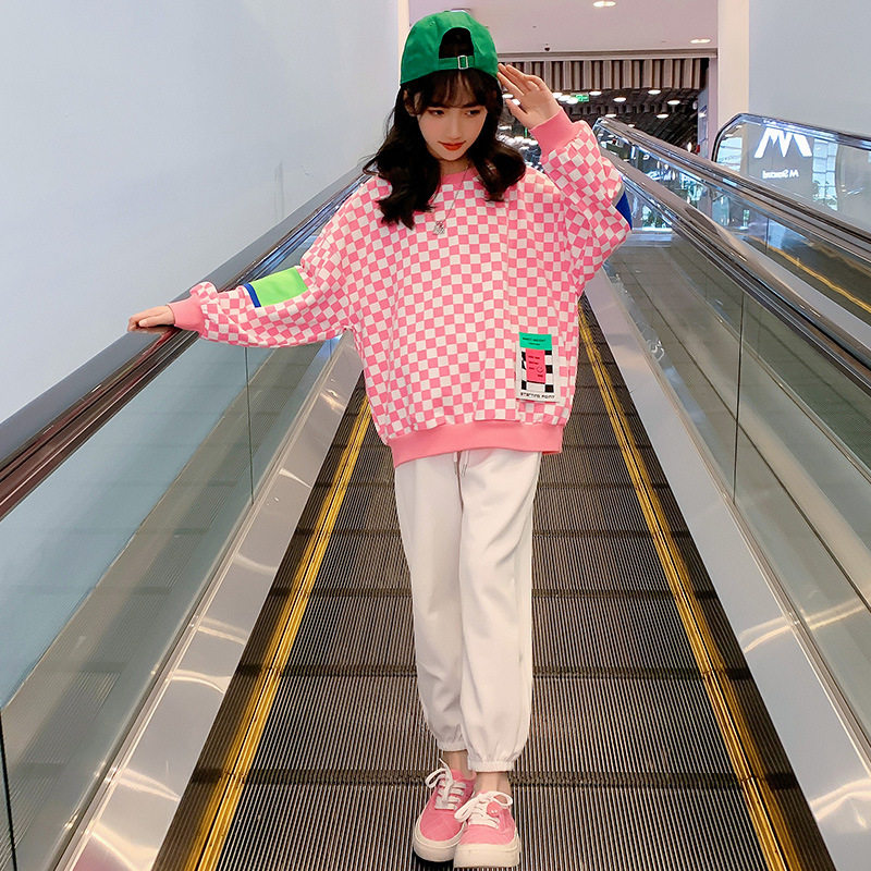 Britain's next sara girl's thick T-shirt suit 2022 Spring loaded with new little girl The CUHK youngster two sets