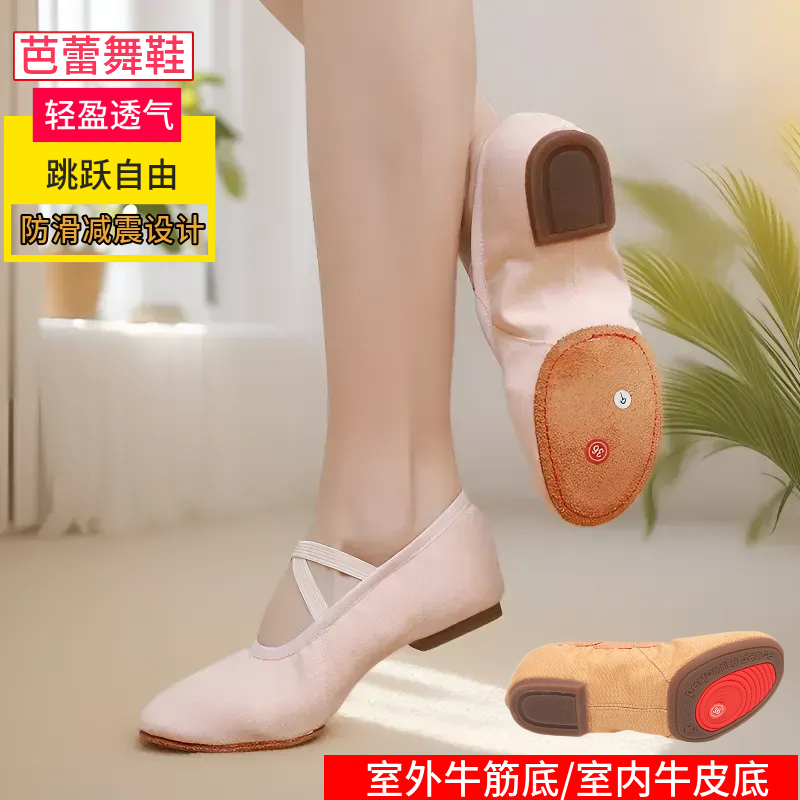 Classical Dance Performance Ballet Shoes Girls Practice Shoes with Heel Soft Sole Teacher Ethnic Dance Yoga Belly Dance Shoes
