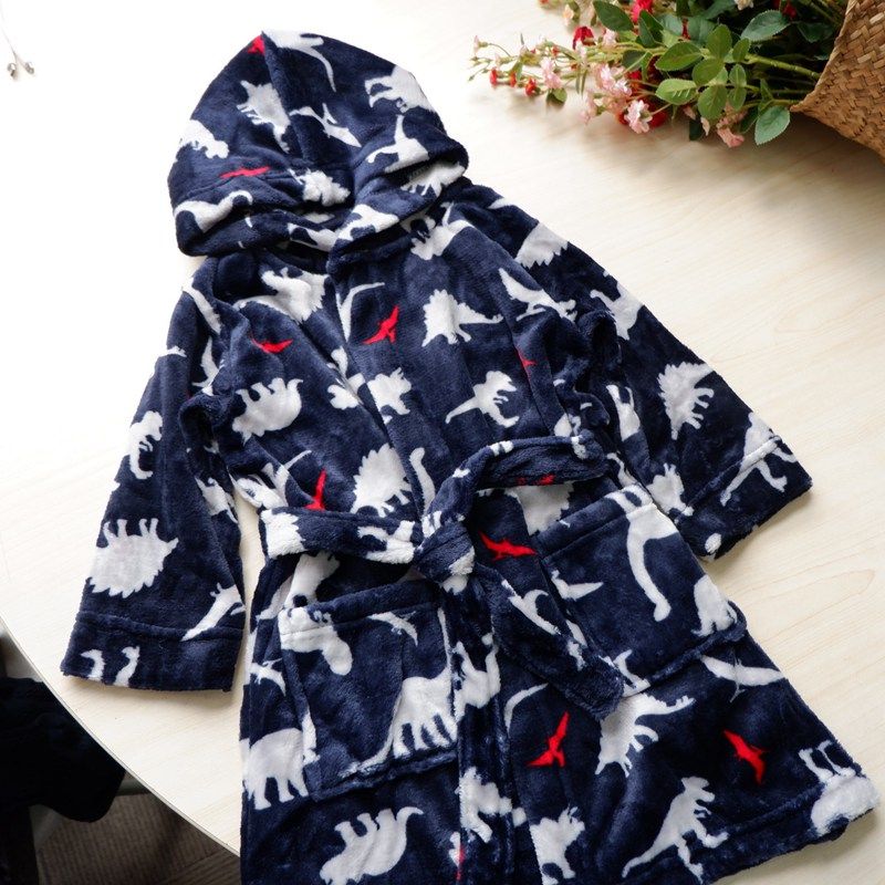 Australian single - child flannel autumn and winter warm - bowl home robe 2 - 10 years old