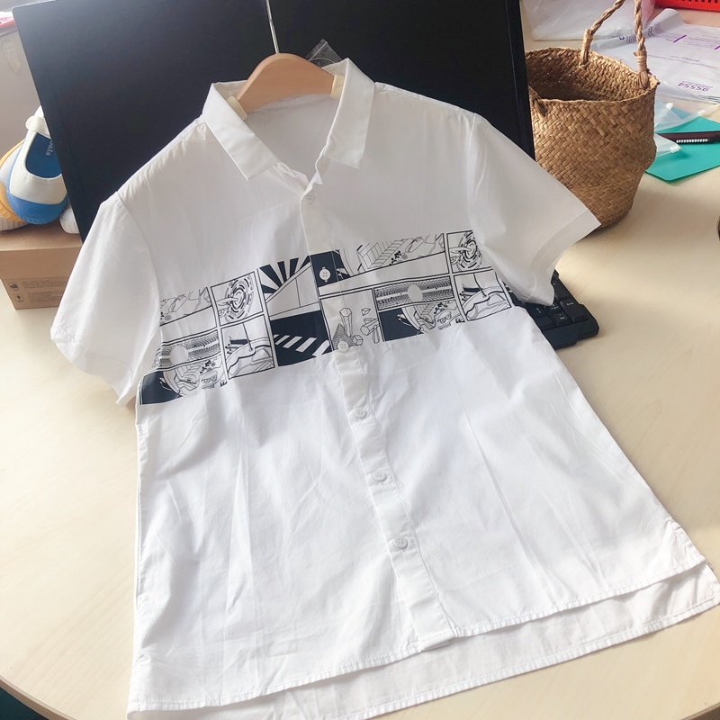 Barra 025775 Cotton boys summer short-sleeved white shirt 160-165cm