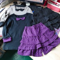 Thousand * cotton girls long sleeve T-shirt lotus leaf skirt shorts 110-150cm