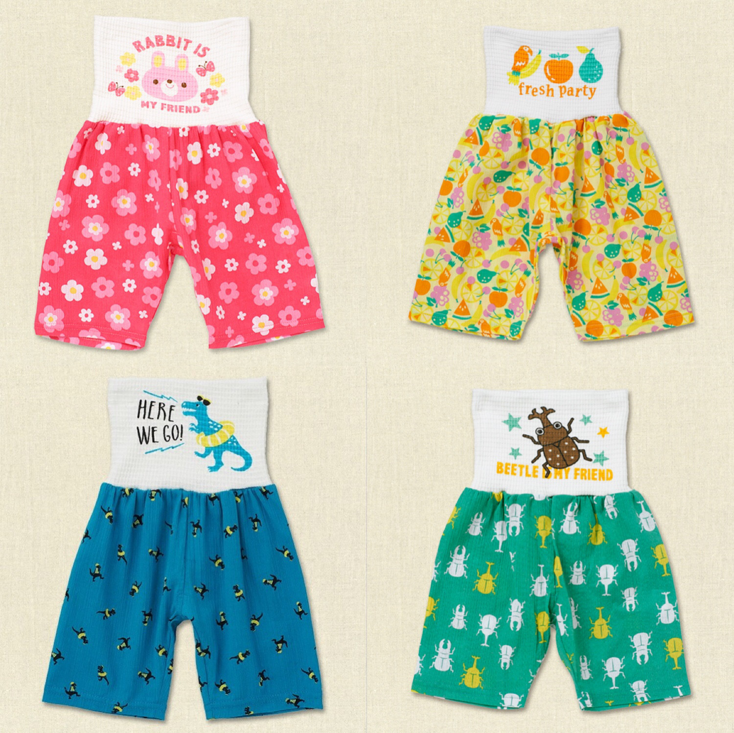 The pure cotton belly-protecting pants with high waist and five minutes at Sun Xisong's home are 80-90cm