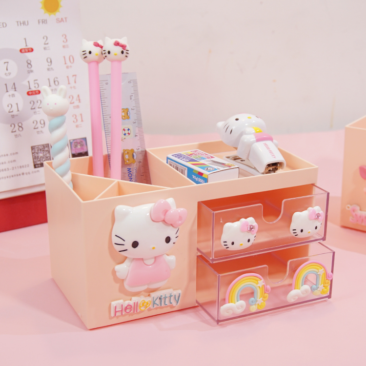 Cute girl cartoon multi-function pen holder table storage box creative stationery storage drawer type student sorting box