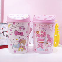 Household cute girl heart Kitty cartoon Melody with cover trash can Living room bedroom plastic garbage basket